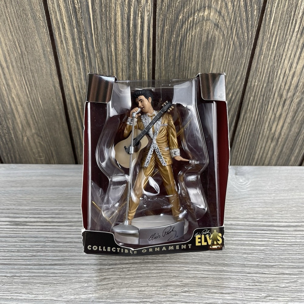 Trevco Elvis Presley Performing Gold Suit Collectible Christmas Statue Ornament